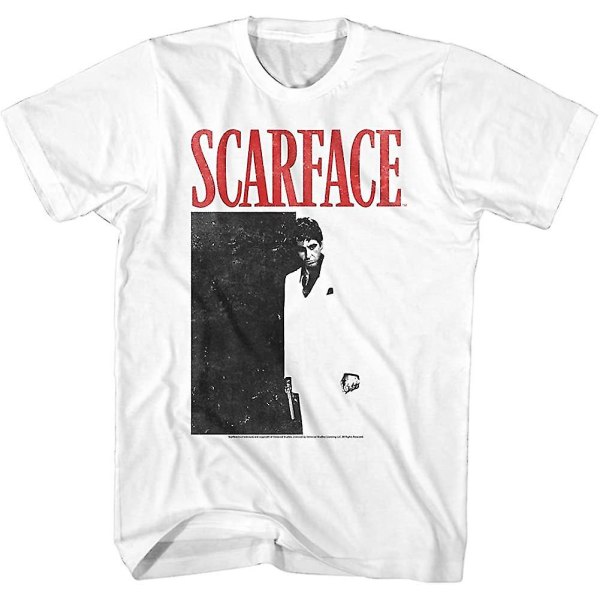 Scarface Svart & Röd Affisch Vuxen Vit T-shirt 3XL