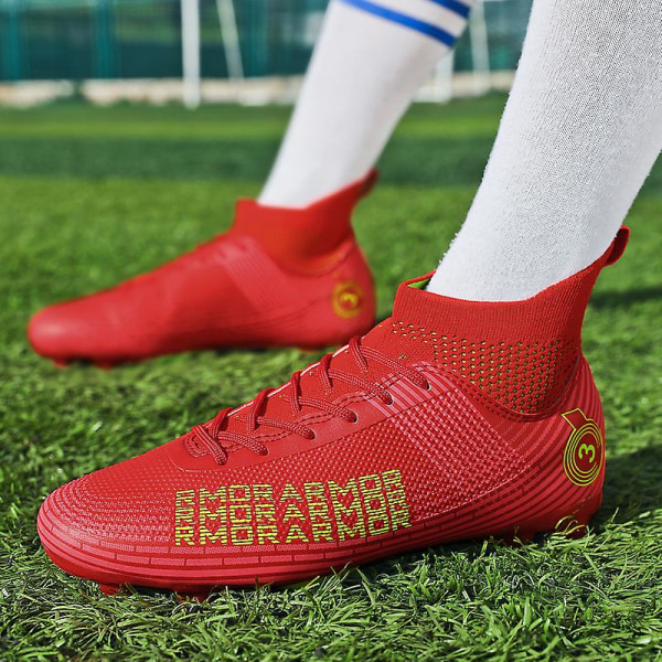 Fotbollsskor för män Halkfria fotbollsskor för herr, Gräs Fotbollssneakers 2K4000 Red 42