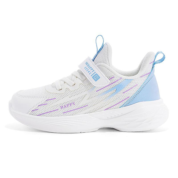 Sneakers för barn för pojkar, flickor, löpning tennisskor, lätt andas, sport, atletisk 3B2039 White 34