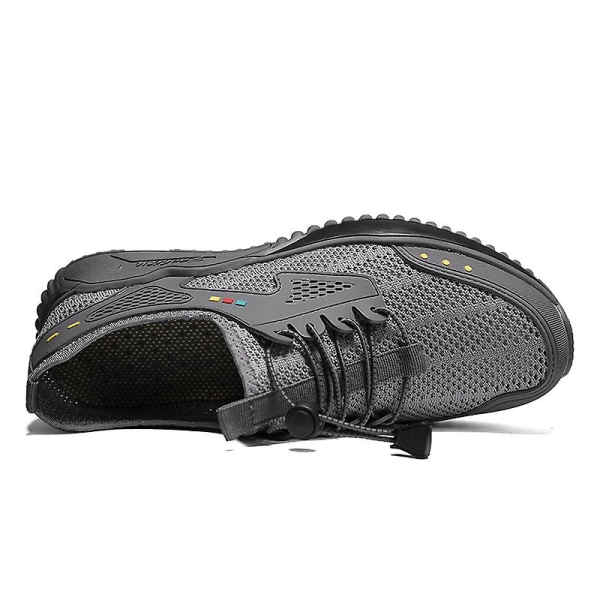 Promenadskor för män Andas Flying Woven Mesh joggingskor Halkfria sneakers 3C2733 Gray 44