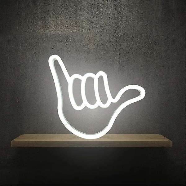 Handform Finger Neonskyltljus Hängande Dekorativt Neonljus USB eller batteridriven