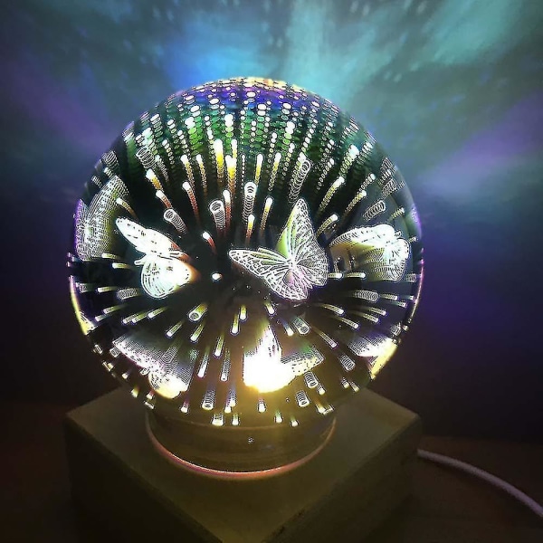 3d Crystal Ball Nattljus Glas Magic Ball Led Projektorlampa Heminredning med stativ