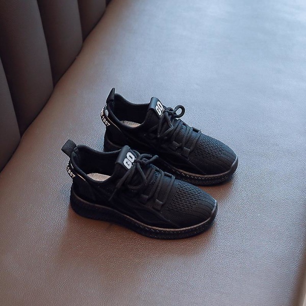 Sneakers som andas löparskor Mode Pojkar Flickor Sportskor 3A1363 Black 32