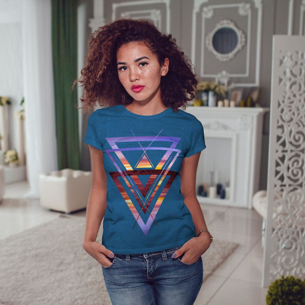 Sunset View Triangel Kunglig T-shirt för kvinnor 3XL