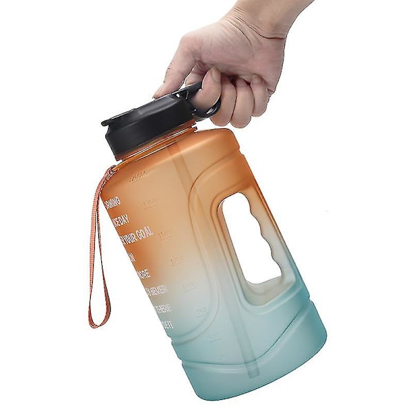 2,2 l vattenflaska hydrering med motiverande tidsmarkör påminnelse Orange green