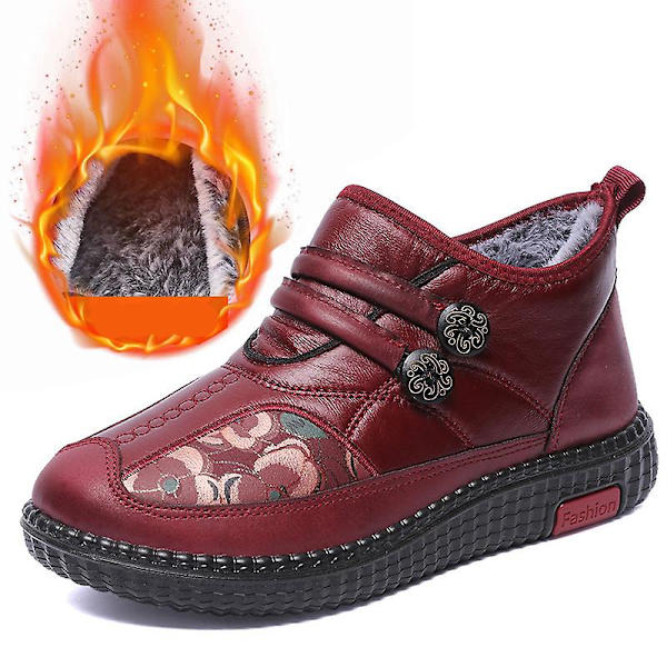 Dammode för äldre mode Casual Plus bomullsskor Vintersportskor 2L2217 Red 41