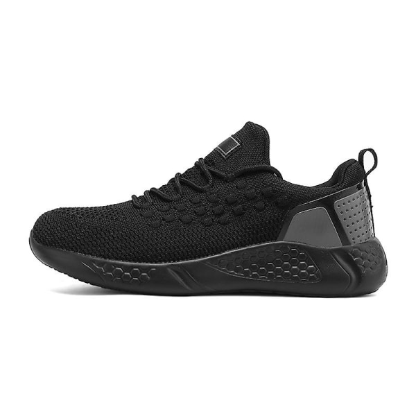 Sneakers för flugvävning för män Andas löparskor Mode sportskor 3A1011 Black 37