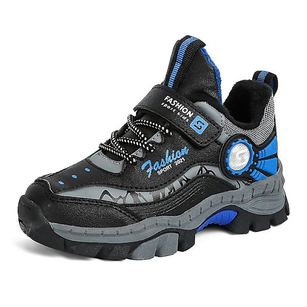 Pojkar Flickskor Utomhusvandring Vattentät Sneaker för barn 2J201 BlackBlue 34
