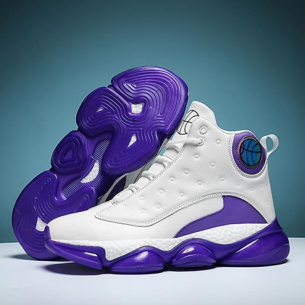 Basketskor för kvinnor Mode Halkfria sneakers Sportskor som andas 2J6979 WhitePurple 44