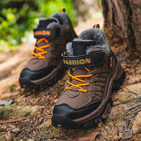 Pojkar Flick Sneakers Andas löparskor Barn Vinter Bomullsskor 833 DarkBrown 34