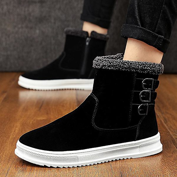 Snöstövlar för män varma ankelstövlar Anti-halk vinter utomhus casual 2Lk6308 Black 42