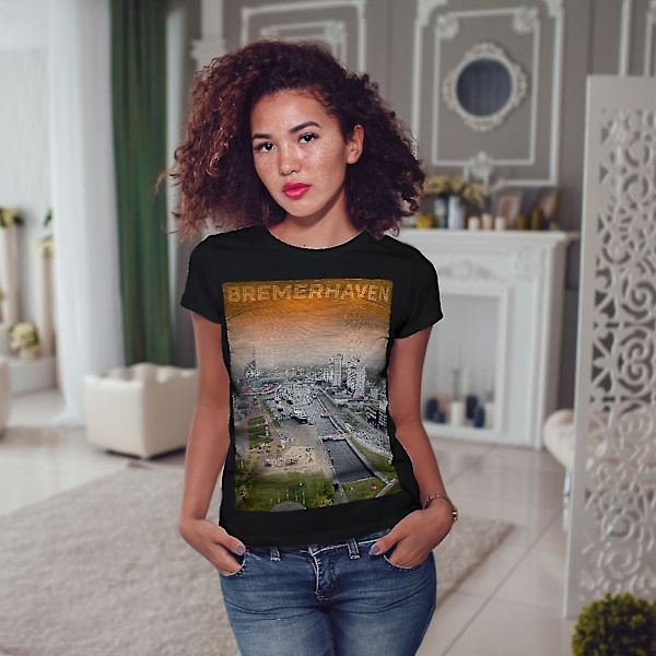 Bremerhaven City Fashion Women Blackt-shirt XL