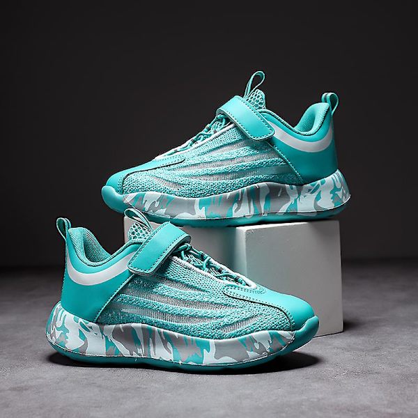 Barn Sneakers Pojkar Basketskor Halkfria Kid Sportskor 3B9018 Cyan 34