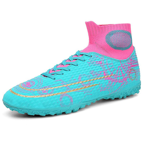 Fotbollsskor dam Spikes Fotbollsskor för ungdomar Stövlar Atletisk Sneaker 3C566-1 Cyan 34