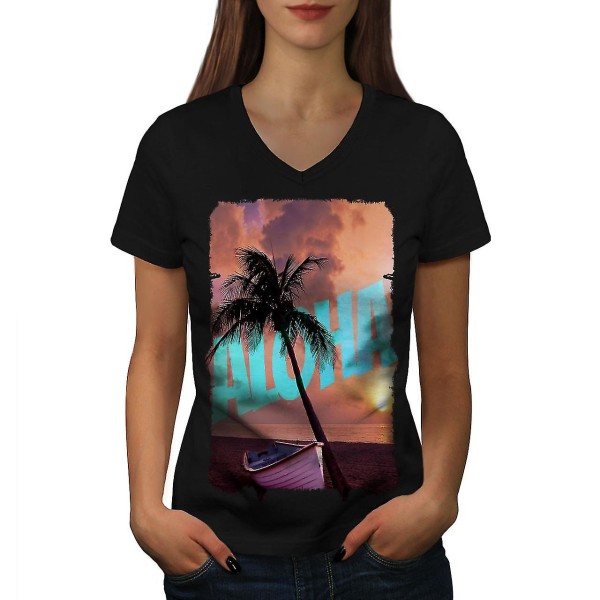 Aloha Palm Summer T-shirt för kvinnor L