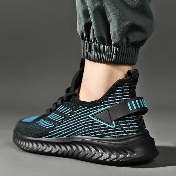 Sneakers för män Andas stretchtyg Mjukt Bekväma löparsportskor 2G6921 BlackGreen 41