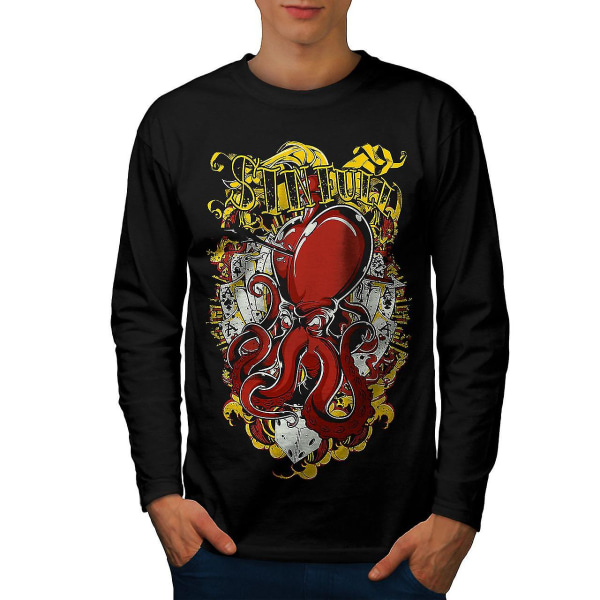Sinful Poker Card Gamble Men Långärmad T-shirt M