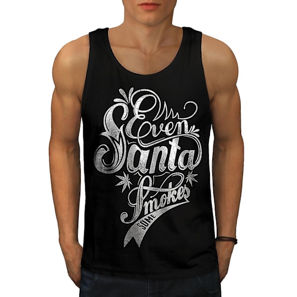 Even Santa Smokes Rasta Men Blacktank Top | Wellcoda M