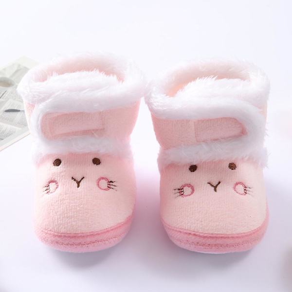 Vintervarma nyfödda toddler 1 år baby Flickor Pojkar Skor Mjuk sula Pälssnöskor 0-18M Pink 7-12 Months