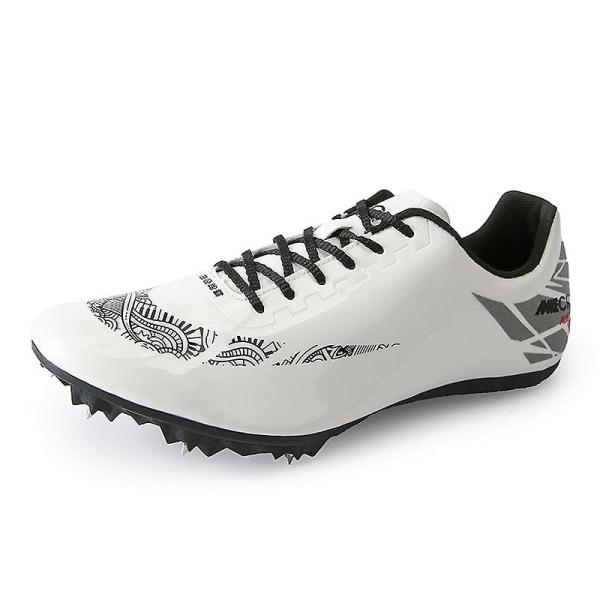Friidrottsskor för män Spikes Track Race Hoppande Sneakers Professionell löpning Nail Spikes Skor M9018 WhiteBlack 38