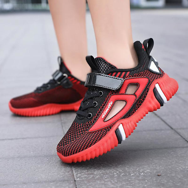 Sneakers för barn för pojkar, flickor, löpning tennisskor Lättvikts andas Sport Athletic 3B793 Red 34