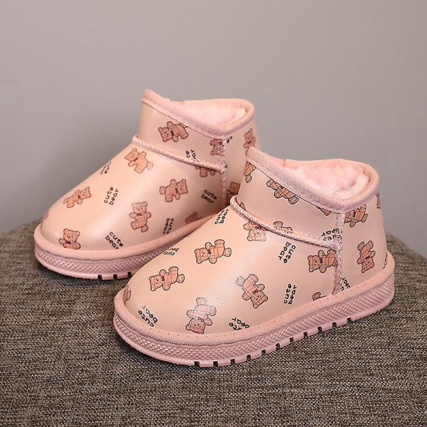 Flickor Vintersnöskor Vattentåliga skor Anti-halk Casual Lätt bomullsstövel G2035 Pink 27