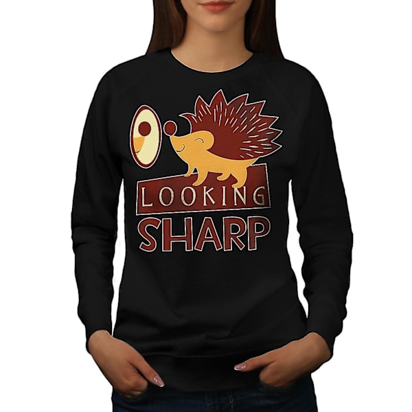 Hedgehog Look Sharp Women Blacksweatshirt | Wellcoda M