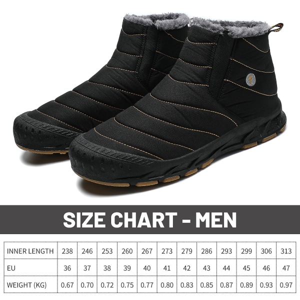 Vintersnöskor för herr Vattentåliga skor Anti-halk Casual Lätt vandringskänga 22011 Black 43