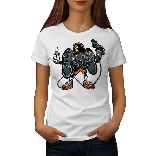 Cool Joystick Geek Gaming Whitet-shirt för kvinnor XXL
