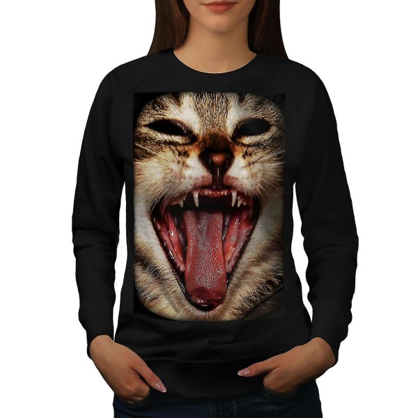 Söt djur Funy Cat Women Blacksweatshirt L