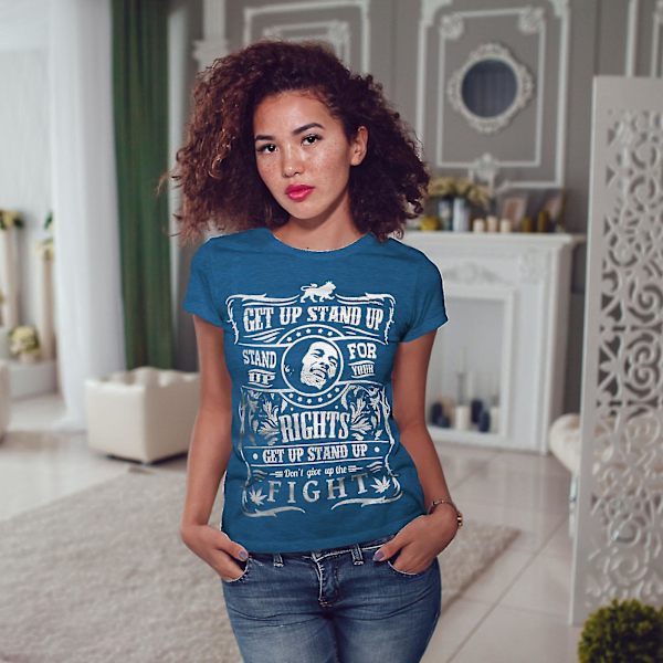 Bob Marley Quote Royal Bluet-shirt för kvinnor M