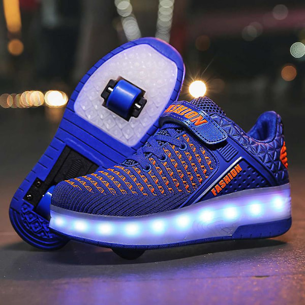 Barnsneakers Dubbelhjulsskor Led Light Skor 8099 Blue 30