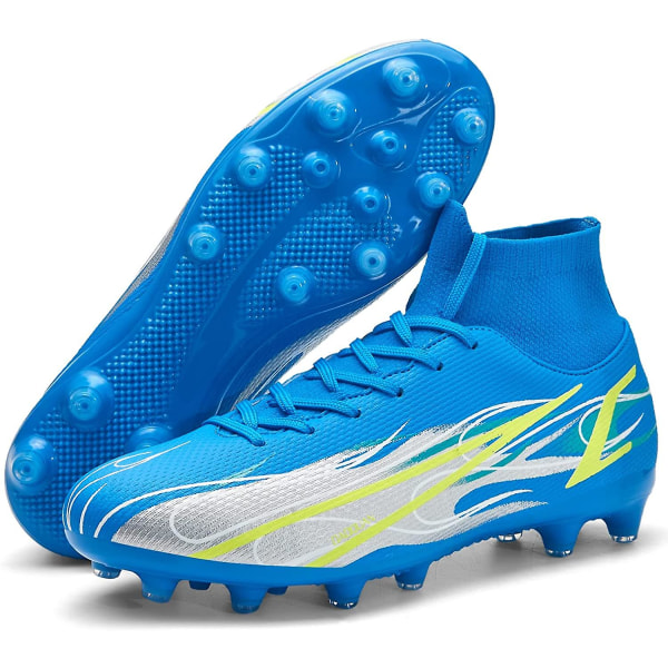 Fotbollsskor Herr Fotbollsskor för fast mark Utomhus Inomhus Atletiska fotbollsskor Professionell Futsal Training Sneakers-svarta Blue 35