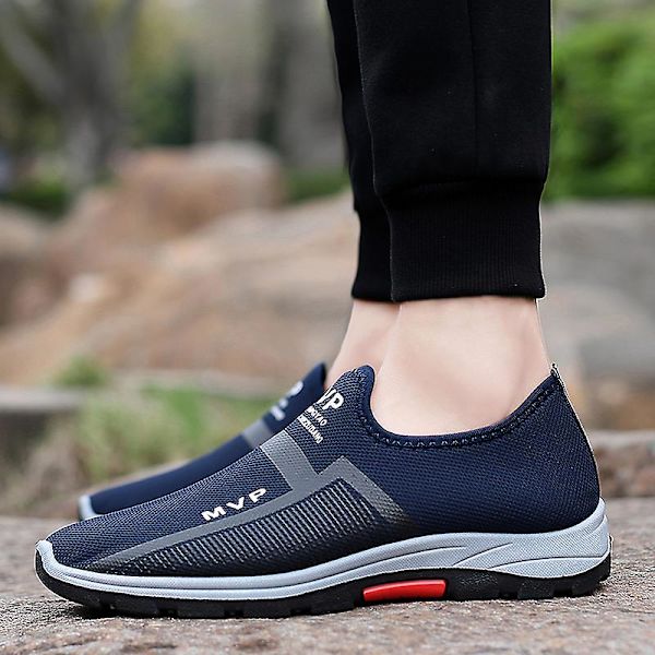 Sommar Mesh Män Skor Lättvikts Sneakers Herr Mode Casual Walking Skor 2G107 Blue 41