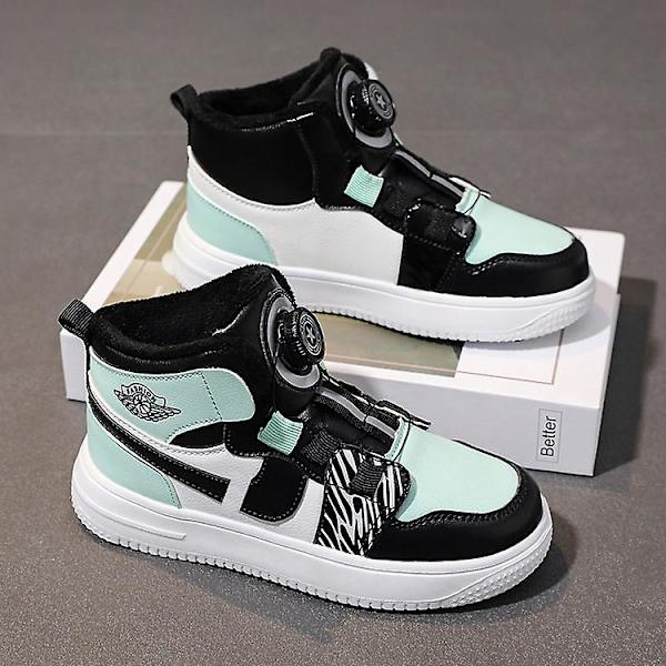 Sneakers för barn Löparskor med vridknapp Mode Pojkar Flickor Sportskor 2Lz708 BlackGreen 39