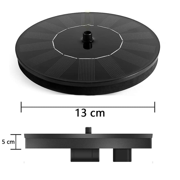 Solar fontänpump, soldriven fontänpump med 5 lättinstallerade munstycken, solfågelbad fontänpump för damm, pool, akvarium, akvarium och gas