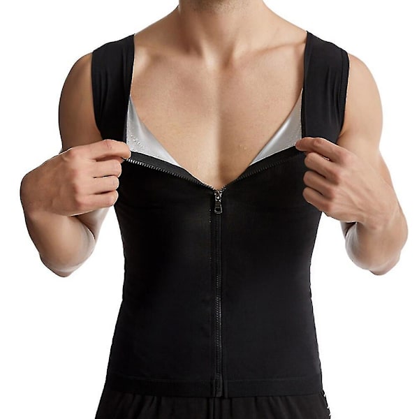 Män Svett Bastuväst Waist trainer Body Shaper Väst Slimmer Shapewear Korsett Gym Underkläder Dam Fat Burn Linne Dragkedja Skjorta,silver 4XL 5XL