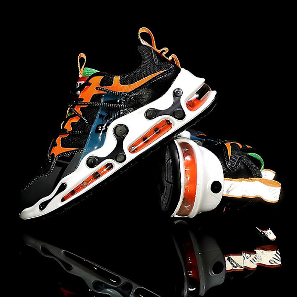 Herrsneakers Andningsluftkudde Sportlöparskor 1658 BlackOrange 40