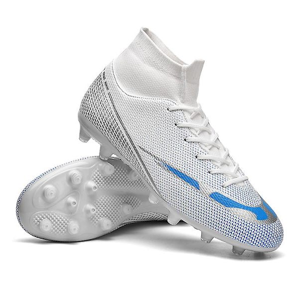 Fotbollsskor för män Halkfria fotbollsskor för herr, Gräs Fotbollssneakers 3AT2313 White 37