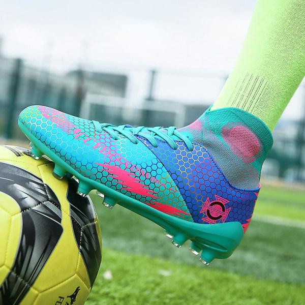 Fotbollsskor för män Spikes Fotbollsskor för ungdomar Stövlar Athletic Sneaker 3C7878 Cyan 42