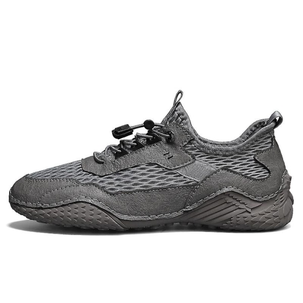 Promenadskor för män Andas Flying Woven Mesh joggingskor Halkfria sneakers 3C55071 Gray 39