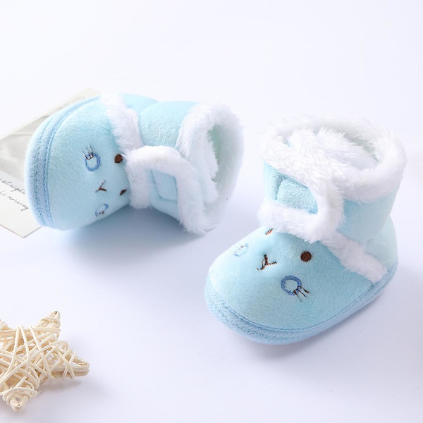 Vintervarma nyfödda toddler 1 år baby Flickor Pojkar Skor Mjuk sula Pälssnöskor 0-18M Blue 7-12 Months