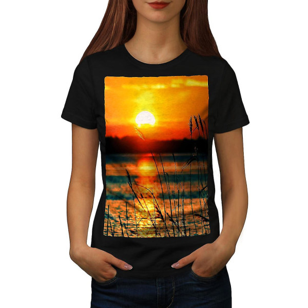 Vacker Sun Set Nature Women Blackt-shirt 3XL
