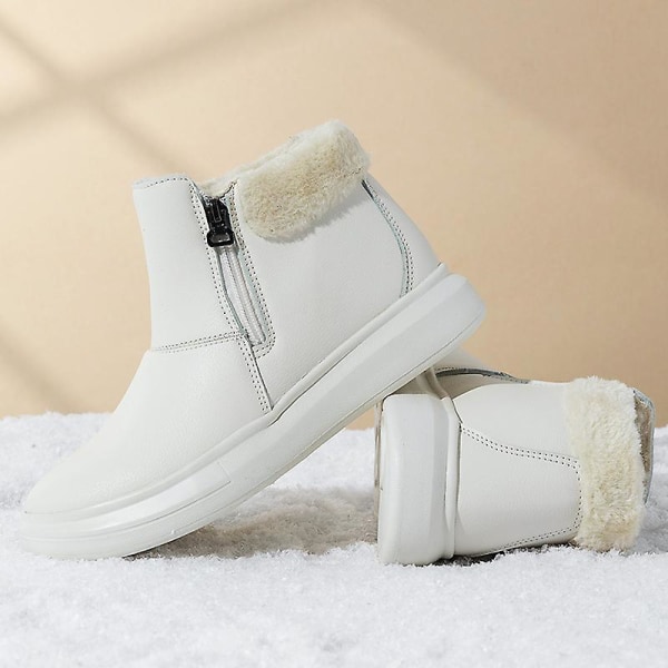 Dam Vinterstövlar Snow Boot Plysch Varma Skor Vattentät Boot 9225 White 39