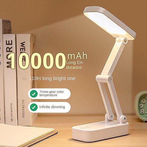 Vikbar skrivbordslampa 3 ljuslägen 800 mah uppladdningsbart batteri 21 lysdioder (rosa)
