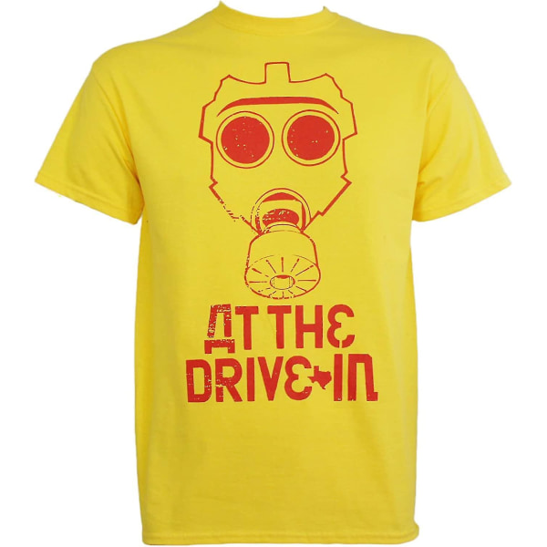 At The Drive In Gasmask för män Slim Fit T-shirt Medium Gul S