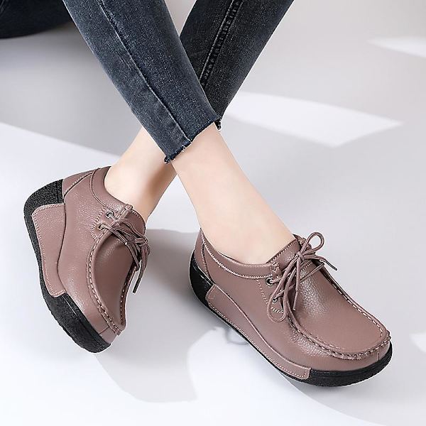 Damskor för casual Loaferskor Mammaskor 3A691 Brown 40