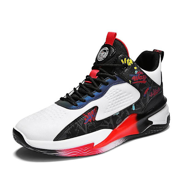 Basketskor för män Mode Halkfria Sneakers Andas Sportskor Yj993 WhiteRed 41