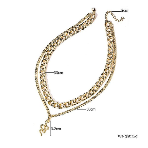 [ 1 st Creative Multilayer Metal Snake hänge halsband Elegant Gold Silver