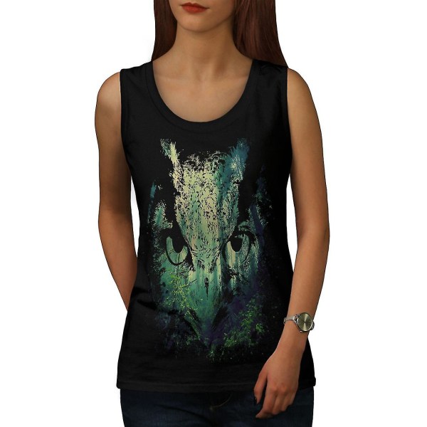 Owl Wild Animal Nature Women Blacktank Top M